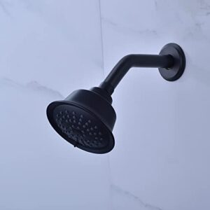 Anpean 6 Inch Shower Arm with Flange, Wall Mounted Rain Shower Head Extension Arm, Matte Black