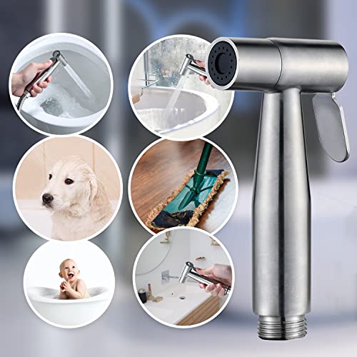 Handheld Bidet Toilet Sprayer, PHflo Stainless Steel Bathroom Bidet Sprayer Set,Baby Cloth Diaper Sprayer Kit, Bathroom Toilet Bidet Attachment,Pets Shower