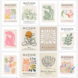 12PCS Matisse Poster, Danish Pastel Room Decor, Minimalist Wall art, Matisse Wall Art, Wall Art for Living room and Bedroom, Office Decor, Pastel Room Decor (8x10 in, Unframed)