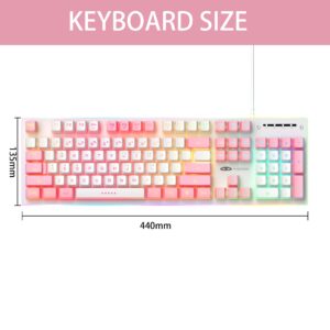 Camiysn Gaming Keyboard, Wired Keyboard with RGB Backlit, Full Size Keyboard with White&Gray Mixed Color Keycaps, Keyboard with 26 Keys Anti-ghosting for Computer/PC/Laptop/Mac/Windows/Office