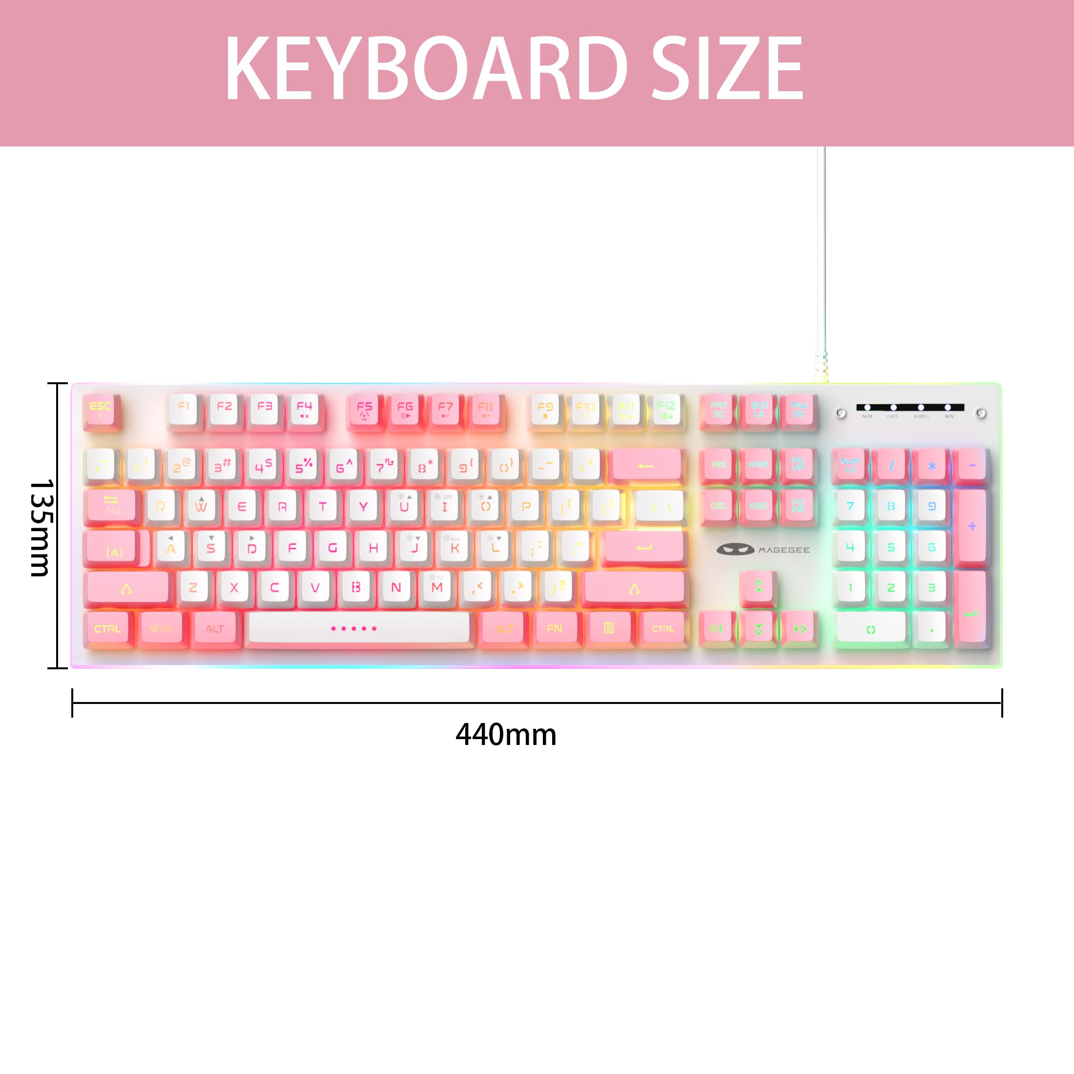 Camiysn Gaming Keyboard, Wired Keyboard with RGB Backlit, Full Size Keyboard with White&Gray Mixed Color Keycaps, Keyboard with 26 Keys Anti-ghosting for Computer/PC/Laptop/Mac/Windows/Office