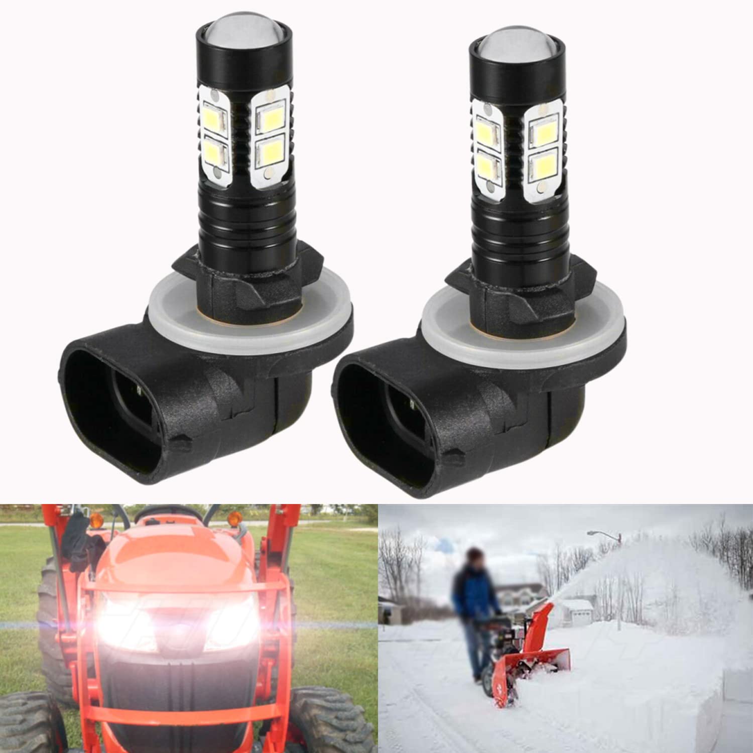 CHUSYYRAY Snow Blower Bulbs Compatible with Ariens 00432600, 881 Bulbs Combo, 6000K White Super Bright, Halogen Replacement Bulbs, Plug and Play, Pack of 2