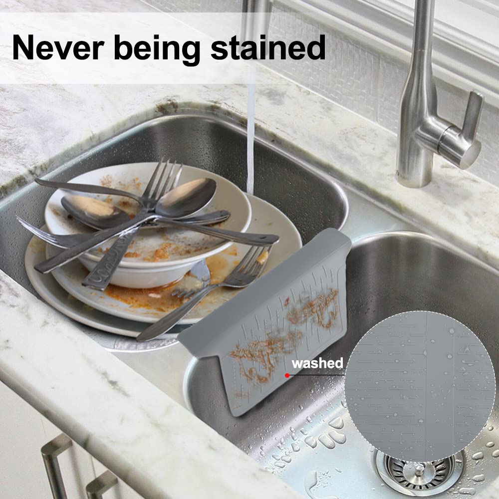 Sink Saddle Ultra Thin Silicone Sink Divider Mat Cukwily Kitchen Sink Protector Super Soft Sink Mat No Odor 12.8'' x 11'' Durable