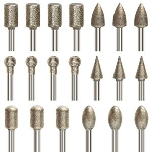 diamond drill grinding bit set, stone carving rotary tools polishing kits diamond-coated with 1/8-inch shank universal fitment for stone glass ceramics