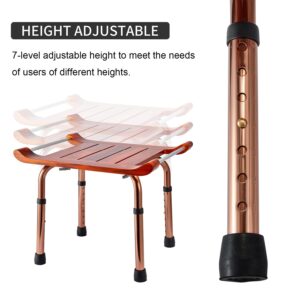 Teak Shower Bench Stool Chair Seat with Handles, Shower Benches Stool Chair Seat for Inside Shower, Height Adjustable Waterproof for Adults Elderly