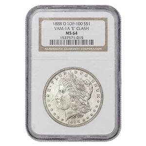 1888 o american silver morgan dollar ms-64 vam e clash by coinfolio $1 ngc ms64