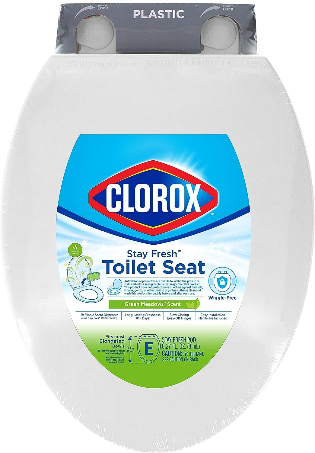 Clorox Elongated Scented Plastic Toilet Seat with Easy-Off Hinges