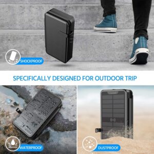 Solar-Charger-Power-Bank - 35800mAh with Dual 5V3.1A Outputs 10W Qi Wireless Charger Waterproof Built-in 4 Solar Panel and Bright Flashlights
