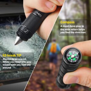 POXIMO EDC Multitool 5-In-1 Tactical Survival Gear with Flashlight, Lighter(No Fuel), Glass Breaker, Cutter, Compass, Pocket Camping Multi-Tool Gadget, Cool Birthday Gift for Men Dad Husband