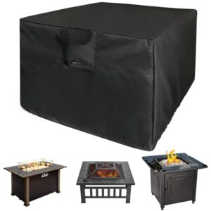 fire pit cover - heavy duty square fire pit table cover, patio fire bowl cover for outdoor waterproof dustproof windproof and anti uv - 32 x 32 inch