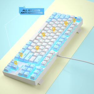 MageGee 75% Mechanical Gaming Keyboard with Red Switch, LED Blue Backlit Keyboard, 87 Keys Compact TKL Wired Computer Keyboard for Windows Laptop PC Gamer - White/Blue