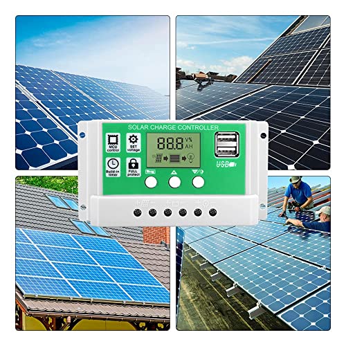 Cxztcl PWM Solar Charge Controller 10A Solar Panel Battery Controller Intelligent Regulator 12V/24V PWM LCD Display Solar Controller Street Light Controller