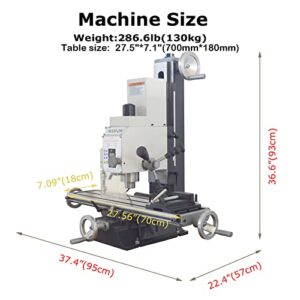 INTBUYING Benchtop Mini Milling Drilling Machine R8 High Precision Mill Drill Machine Micro Variable Speed Power Mill Drill Press 1100W Brushless Motor Industrial Wood Metal Hobby Milling Machine 110V