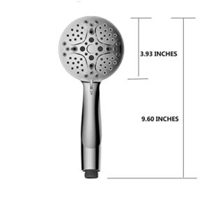 Klabb shower set K-7 High Pressure 3.9 inches Chrome Face Handheld Shower with Hose with 5 function.impluse+trickle+massage+spray+rainfall