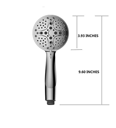 Klabb shower set K-7 High Pressure 3.9 inches Chrome Face Handheld Shower with Hose with 5 function.impluse+trickle+massage+spray+rainfall