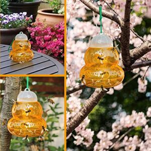Natural Wasp Trap 2 Packs, Bee Catcher for Hornets, Yellow Wasp Nest, Reusable & Safe Wasp Solution, Outdoor Trap
