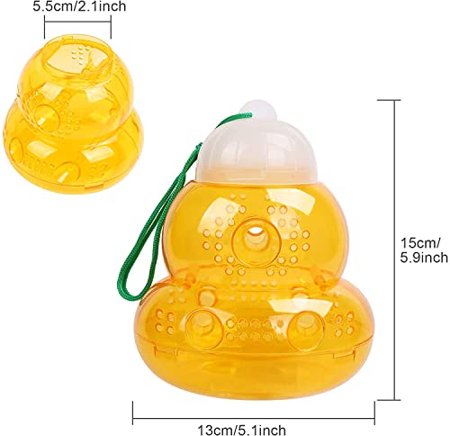 Natural Wasp Trap 2 Packs, Bee Catcher for Hornets, Yellow Wasp Nest, Reusable & Safe Wasp Solution, Outdoor Trap