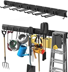 prohiker aluminum and steel garden tool storage rack, 16 in x 16 in, black, 550 lbs capacity, easy assembly