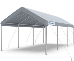 quictent 10’x20’ heavy duty carport car canopy galvanized car boat shelter with reinforced steel cables-silver gray