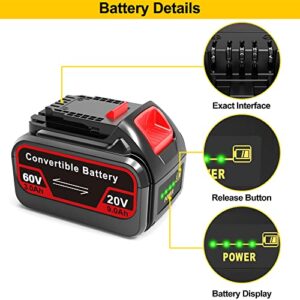 Worthmah DCB606 9.0Ah 20V/60V/120V MAX Battery, Replacement for De Walt 60V Battery DCB606 DCB612 DCB204 DCB206, Work with 20V/60V/120V Max Cordless Power Tools