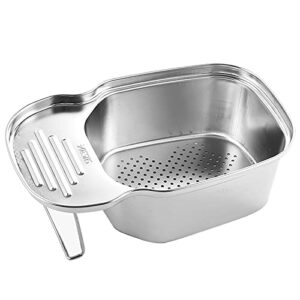 multifunction sink drain strainer basket, stainless steel kitchen colander for filter food waste and rinsing produce (rice/berry washer)