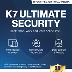 K7 Ultimate Security Antivirus Software 2024 | 1 Devices, 2 Year- (Voucher Activation Key card)