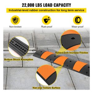 VEVOR Rubber Speed Bump, 2 Pack 2 Channel Speed Bump Hump, 72.8" Long Modular Speed Bump Rated 22000 LBS Load Capacity, 72.8 x 12.2 x 2.2 Garage Speed Bump for Asphalt Concrete Gravel Driveway-6 FT