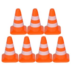 nuobesty traffic signs for kids 7pcs mini plastic traffic cones training roadblock cones mini orange cones for multipurpose construction theme party sports activity cones- orange small cones