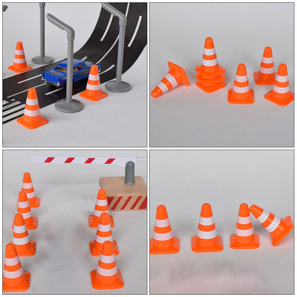 NUOBESTY Traffic Signs for Kids 7Pcs Mini Plastic Traffic Cones Training Roadblock Cones Mini Orange Cones for Multipurpose Construction Theme Party Sports Activity Cones- Orange Small Cones