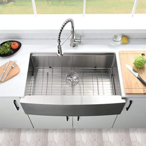 33 Inch Farmhouse Sink - Loftus Apron Front Kitchen Sink 16 Gauge Stainless Steel Workstation Ledge Deep Single Bowl Farm Sink with Accessories