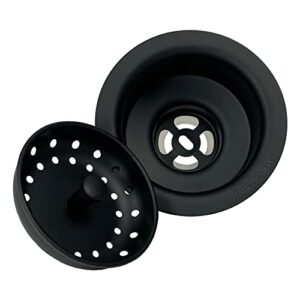 SinkSense 3.5" Basket Strainer Drain with Post Style Basket, Matte Black