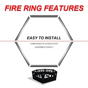 ANDGOAL Fire Rings Outdoor - Fire Pit Ring, Wood Burning Fire Pit Ring, Fire Pit Ring Insert Heavy Duty, Black Steel Fire Pit Ring for Camping Cooking Warming