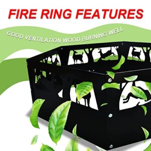 ANDGOAL Fire Rings Outdoor - Fire Pit Ring, Wood Burning Fire Pit Ring, Fire Pit Ring Insert Heavy Duty, Black Steel Fire Pit Ring for Camping Cooking Warming