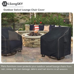 LSongSKY Outdoor Swivel Lounge Chair Cover 2 Pack,Waterproof Heavy Duty Patio Rocking Chair Covers for Outdoor Furniture,(30 W x 34 D x 38.5 H inches),Black