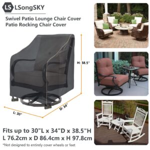 LSongSKY Outdoor Swivel Lounge Chair Cover 2 Pack,Waterproof Heavy Duty Patio Rocking Chair Covers for Outdoor Furniture,(30 W x 34 D x 38.5 H inches),Black