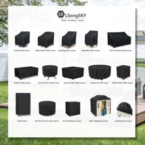 LSongSKY Outdoor Swivel Lounge Chair Cover 2 Pack,Waterproof Heavy Duty Patio Rocking Chair Covers for Outdoor Furniture,(30 W x 34 D x 38.5 H inches),Black