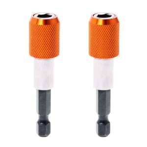autotoolhome 2 pieces quick change bit holder magnetic 1/4" hex shank drill bit extension for screwdriver bits nuts drills socket driver adapter