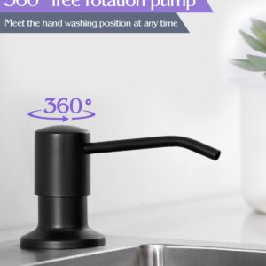 Hoanmpy Kitchen Sink Soap Dispenser,Built in,Stainless Steel(Black Matte), in Counter Soap Dispenser,Pump Set for Dish Soap or Lotion, 17 OZ，in Sink Soap Dispenser