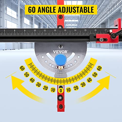 VEVOR Precision Miter Gauge, 18" Aluminum Table Saw Miter Gauge w/ 60 Degree Angled Ends for Max. Stock Support and a Repetitive Cut Flip Stop, Miter Saw Fence w/Laser Marking Scale