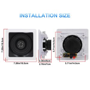 Herdio 5.25 Inch Passive Ceiling Speakers Pair, 160W 2-Way in Wall Speaker, Square Flush Mount Speakers for Home Theater, Living Room, Office