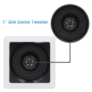 Herdio 5.25 Inch Passive Ceiling Speakers Pair, 160W 2-Way in Wall Speaker, Square Flush Mount Speakers for Home Theater, Living Room, Office
