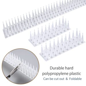 TOBWOLF 12 Pack Bird Spikes, Plastic Fence Spikes for Small Birds Pigeon Squirrel Raccoon, No More Bird Nests & Poop, Pigeon Spikes for Garden Fence Wall Railing Roof - White