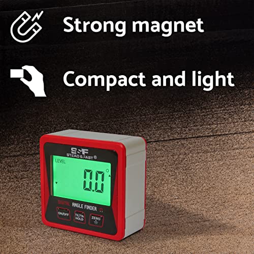 S&F STEAD & FAST Digital Angle Finder Gauge Magnetic Protractor Inclinometer Table Saw Angle Gauge Level Cube with Magnetic Base for Woodworking, Carpentry, Construction