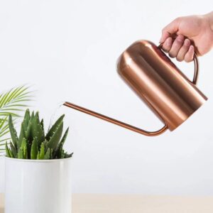 Watering Can Indoor Plants, 50 oz/1500 ml Metal Stainless Steel Watering Can Pot with Long Spout for Indoor House Plants Bonsai Outdoor Garden Flower Decorative(Copper)