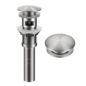 kraus pop-up drain for bathroom sink with overflow in spot-free stainless steel, pu-11sfs