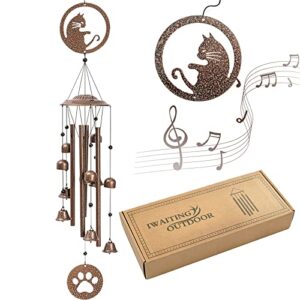 iwaiting outdoor cat wind chimes for outside, memorial wind chimes gifts for mom,great gift for your own patio, porch, garden, and backyard