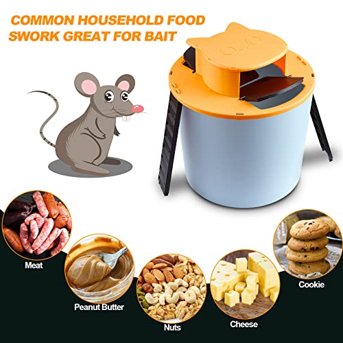 Wiok Mouse Trap - Flip and Slide Rat Trap,Double Door&Slope Reusable Traps Automatically Resets,Humane or Lethal Trap, Outdoor Use Compatible with 5 Gallon Bucket,Cat Style Multi Catch Mice Yellow