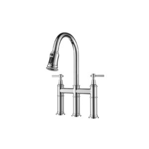 trlec pull down double handle kitchen faucet