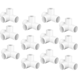 12 pack 4 Way 1/2 inch PVC Fitting Corner Cross Elbow, 1/2" PVC Fitting Elbow for Greenhouse Shed Pipe, Tent Connection, Furniture Build Grade SCH40