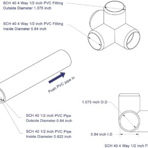 12 pack 4 Way 1/2 inch PVC Fitting Corner Cross Elbow, 1/2" PVC Fitting Elbow for Greenhouse Shed Pipe, Tent Connection, Furniture Build Grade SCH40